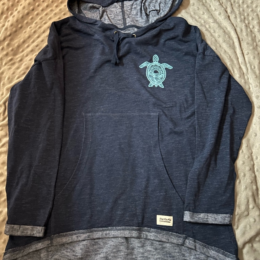 Navy Blue Hoodie with Turtle Design